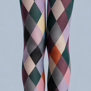 Multicolor Diamond Geometric Patterned Tights L68-19