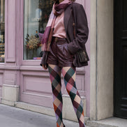 Multicolor Diamond Geometric Patterned Tights L68-19