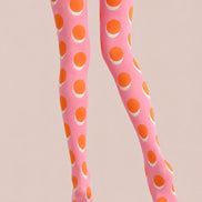 Pink Orange Polka Dot Hosiery Pantyhose Tights L68-2