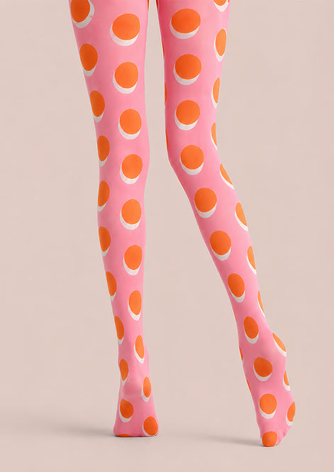 Pink Orange Polka Dot Hosiery Pantyhose Tights L68-2