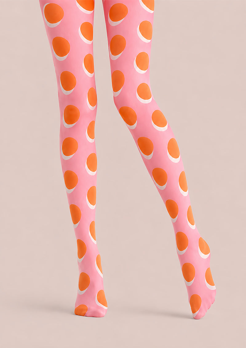 Pink Orange Polka Dot Hosiery Pantyhose Tights L68-2