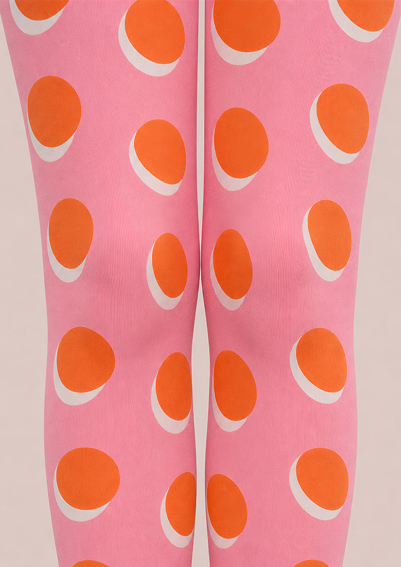 Pink Orange Polka Dot Hosiery Pantyhose Tights L68-2