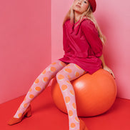 Pink Orange Polka Dot Hosiery Pantyhose Tights L68-2