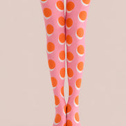 Pink Orange Polka Dot Hosiery Pantyhose Tights L68-2