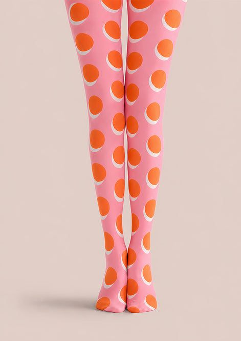 Pink Orange Polka Dot Hosiery Pantyhose Tights L68-2