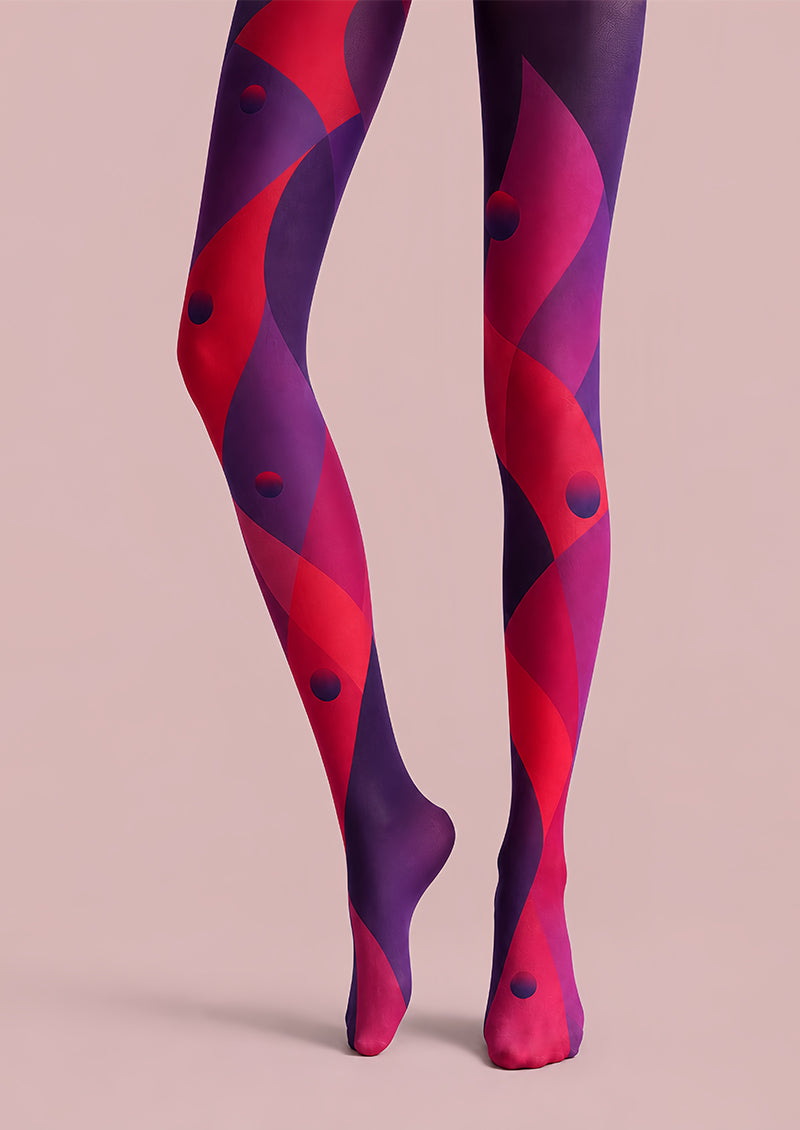 Purple Pantyhose Abstract Wave Geometric Tights L68-20