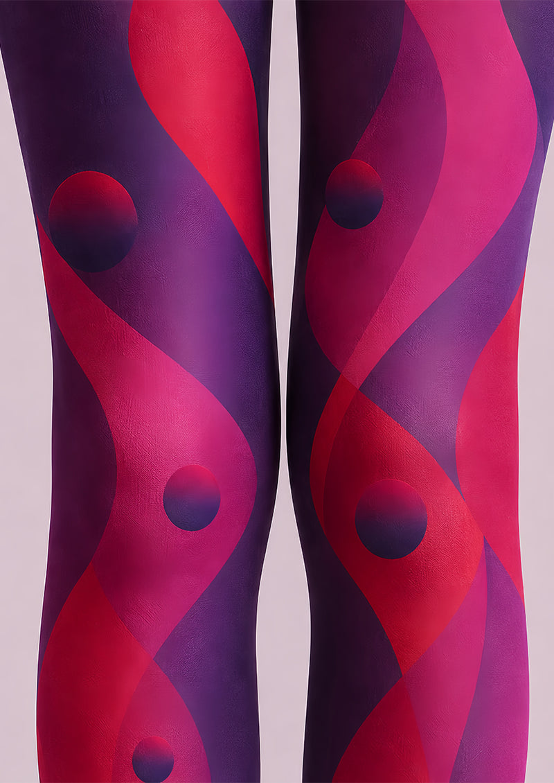 Purple Pantyhose Abstract Wave Geometric Tights L68-20