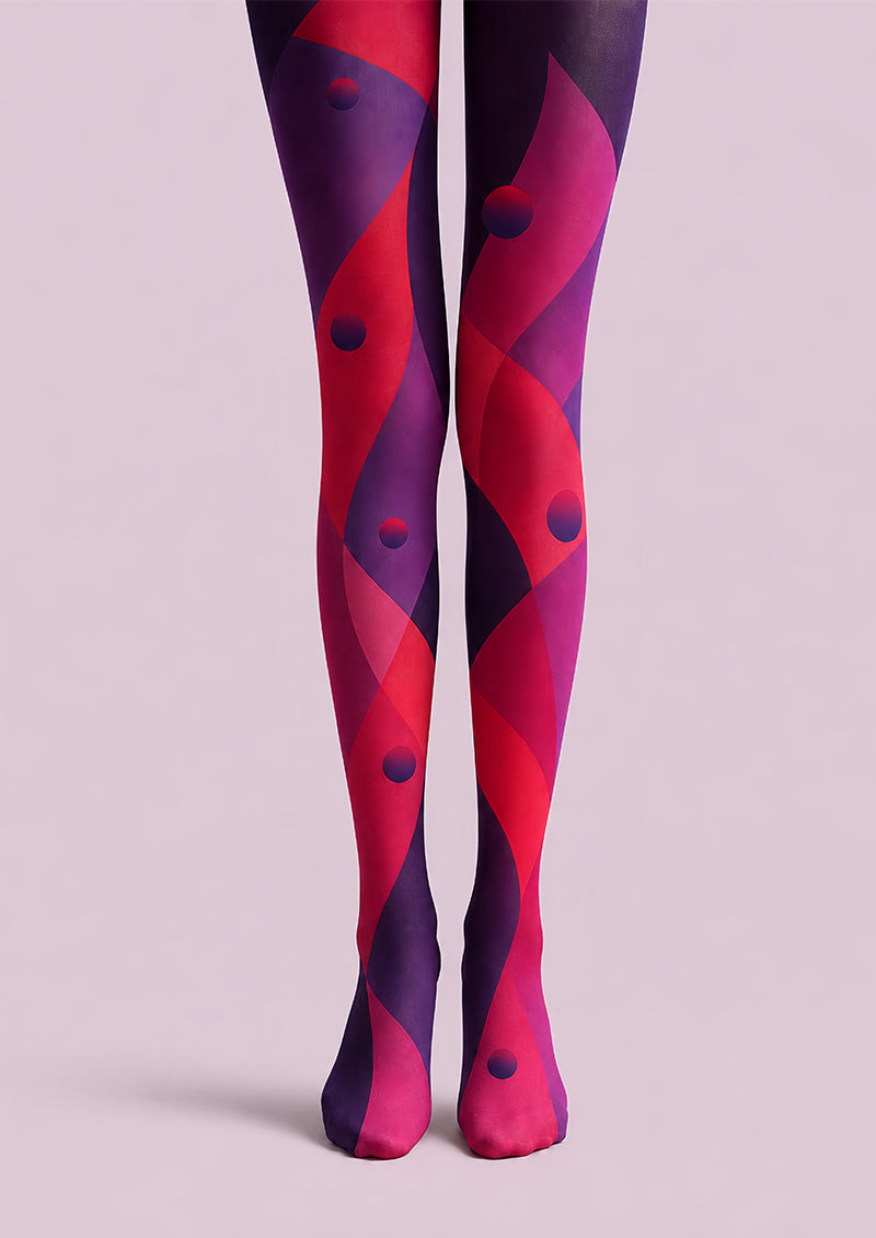 Purple Pantyhose Abstract Wave Geometric Tights L68-20