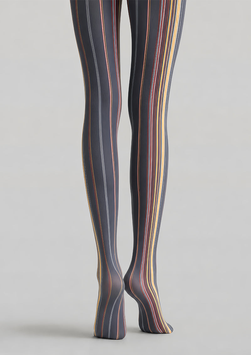 Black Multicolor Pinstripe Graphic Fashion Tights L68-21