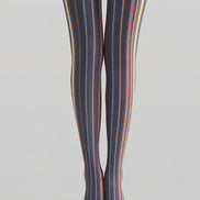 Black Multicolor Pinstripe Graphic Fashion Tights L68-21
