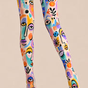 Colorful Abstract Face Y2K Tights Graphic Pantyhose L68-22