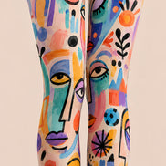 Colorful Abstract Face Y2K Tights Graphic Pantyhose L68-22