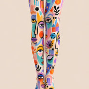 Colorful Abstract Face Y2K Tights Graphic Pantyhose L68-22