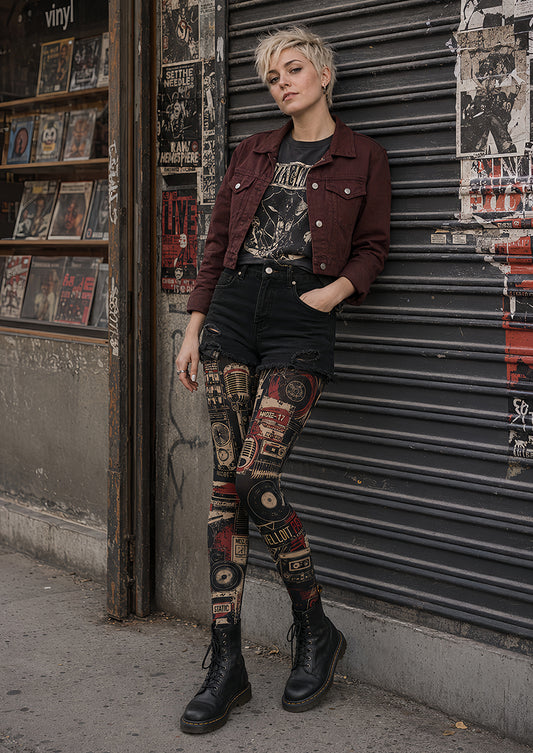 Rock Music Y2K Tights Grunge Graphic Pantyhose L68-24