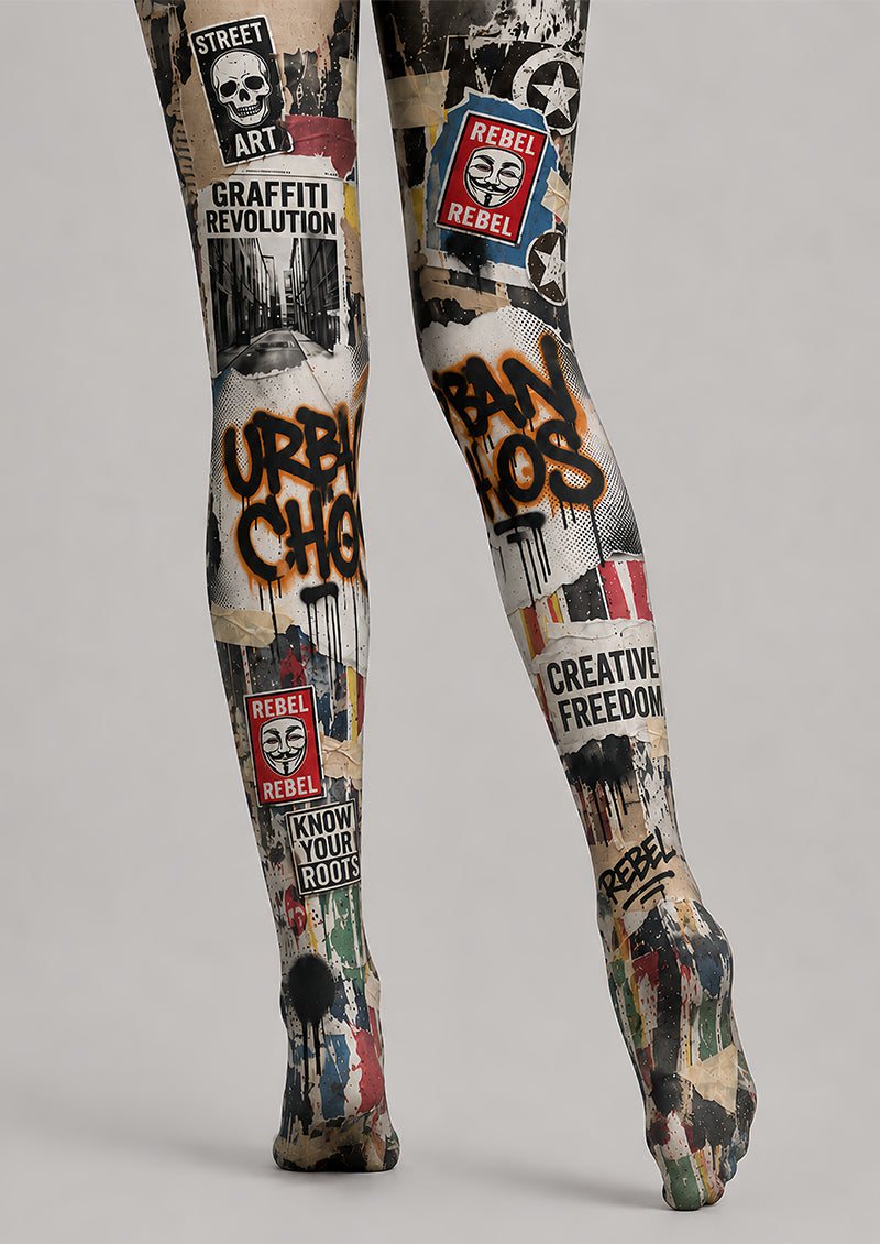 Urban Graffiti Y2K Tights Street Art Pantyhose L68-25
