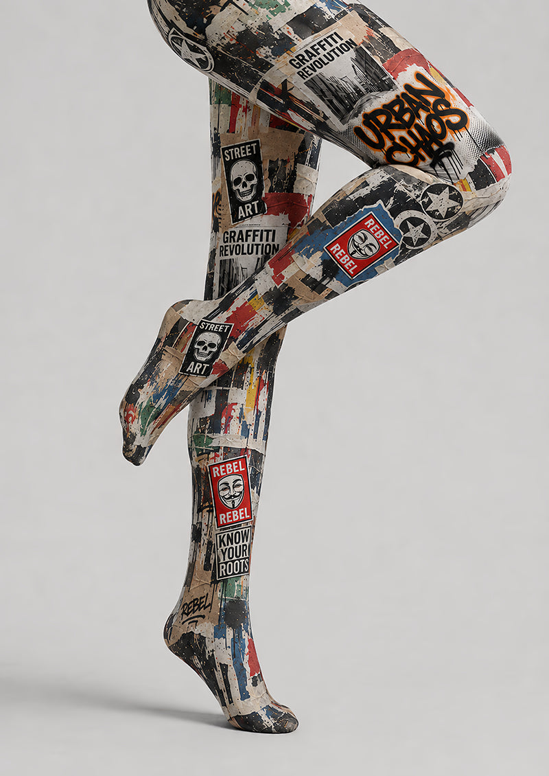 Urban Graffiti Y2K Tights Street Art Pantyhose L68-25