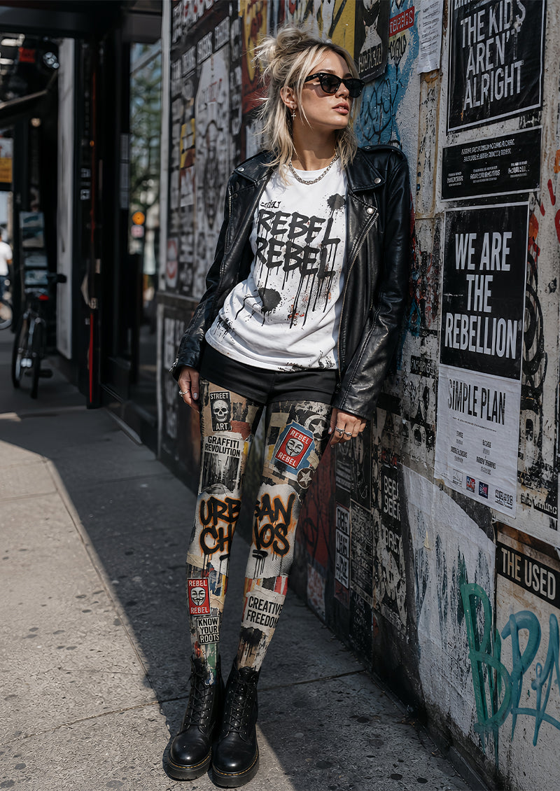 Urban Graffiti Y2K Tights Street Art Pantyhose L68-25