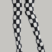 Black White Checkerboard Tights Geometric Pantyhose L68-27