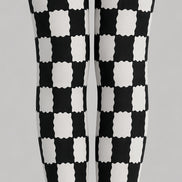 Black White Checkerboard Tights Geometric Pantyhose L68-27