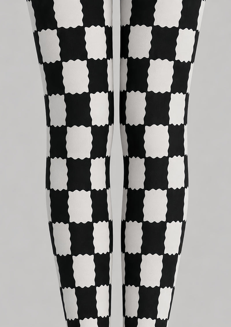 Black White Checkerboard Tights Geometric Pantyhose L68-27