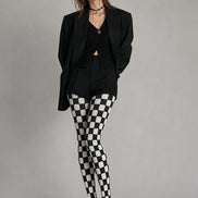 Black White Checkerboard Tights Geometric Pantyhose L68-27