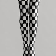 Black White Checkerboard Tights Geometric Pantyhose L68-27