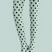 Black Dot Mint Green Tights Everyday Pantyhose L68-28