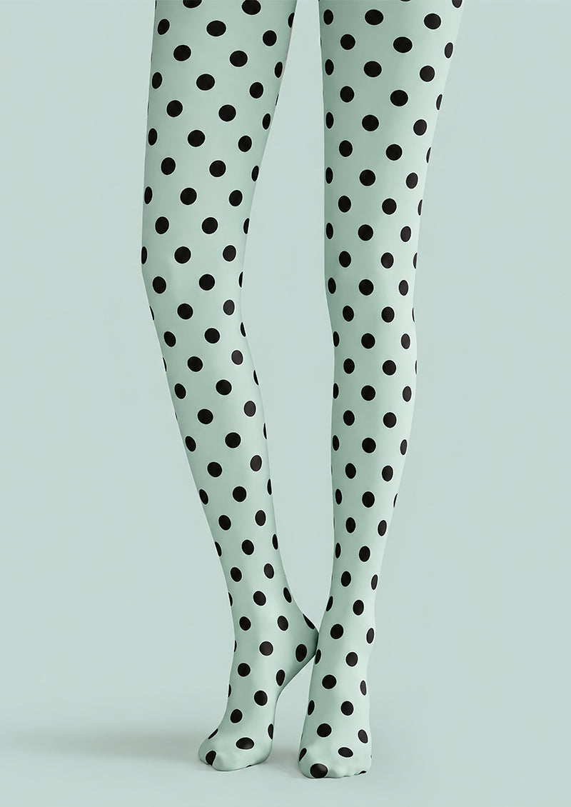 Black Dot Mint Green Tights Everyday Pantyhose L68-28