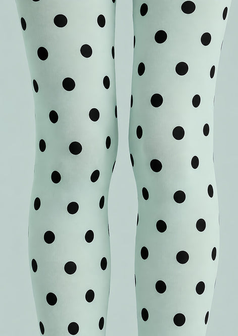 Black Dot Mint Green Tights Everyday Pantyhose L68-28