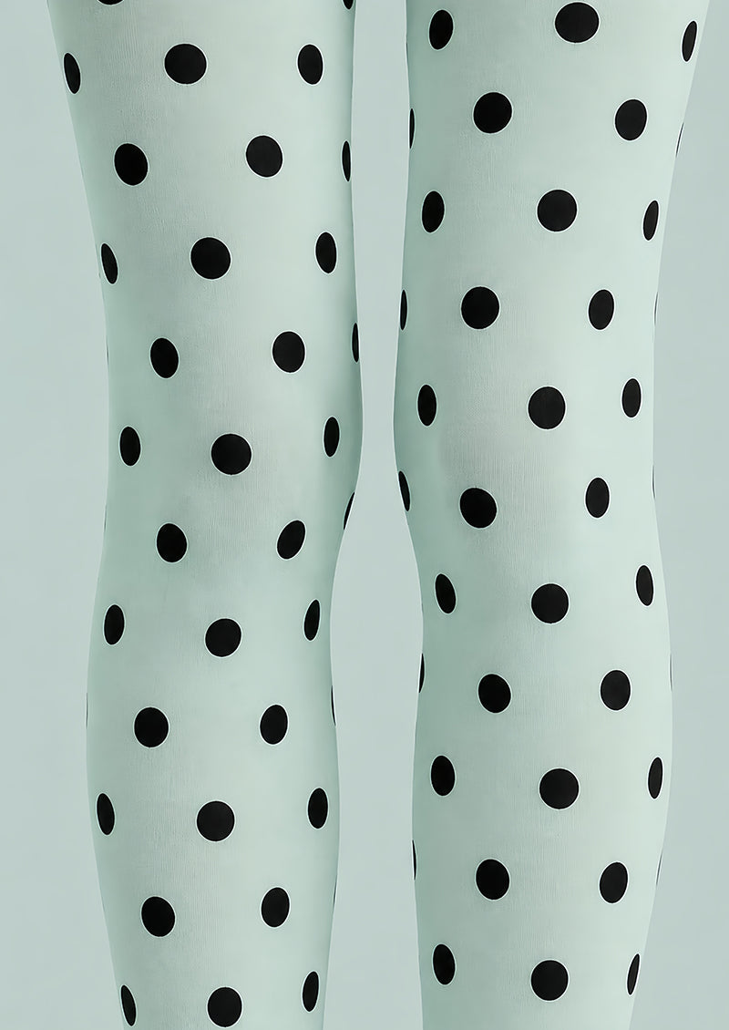 Black Dot Mint Green Tights Everyday Pantyhose L68-28