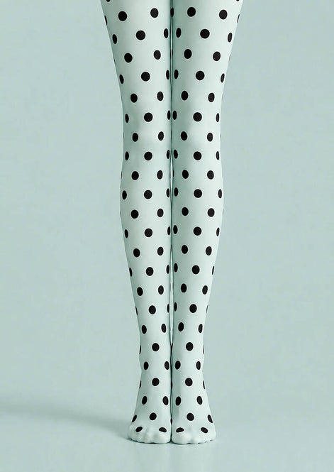 Black Dot Mint Green Tights Everyday Pantyhose L68-28