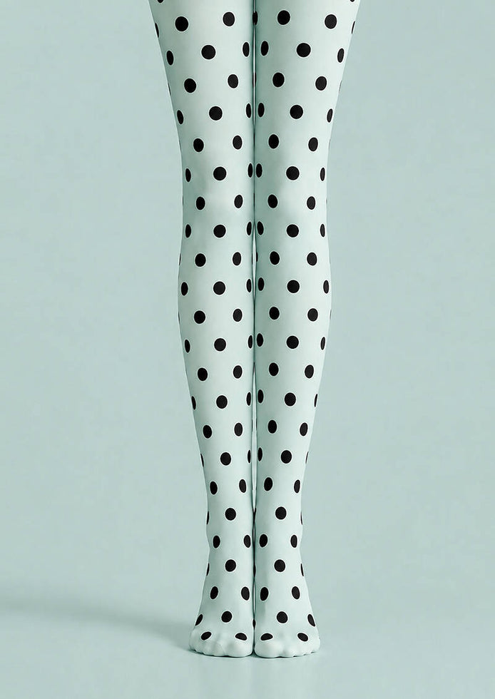 Black Dot Mint Green Tights Everyday Pantyhose L68-28
