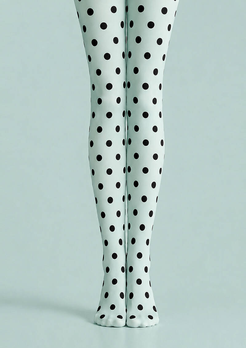 Black Dot Mint Green Tights Everyday Pantyhose L68-28