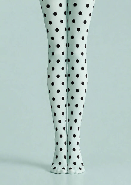 Black Dot Mint Green Tights Everyday Pantyhose L68-28