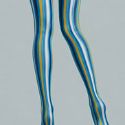 Blue Yellow Striped Pantyhose Colorful Preppy Tights L68-29