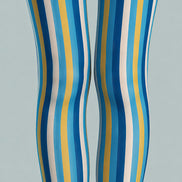 Blue Yellow Striped Pantyhose Colorful Preppy Tights L68-29
