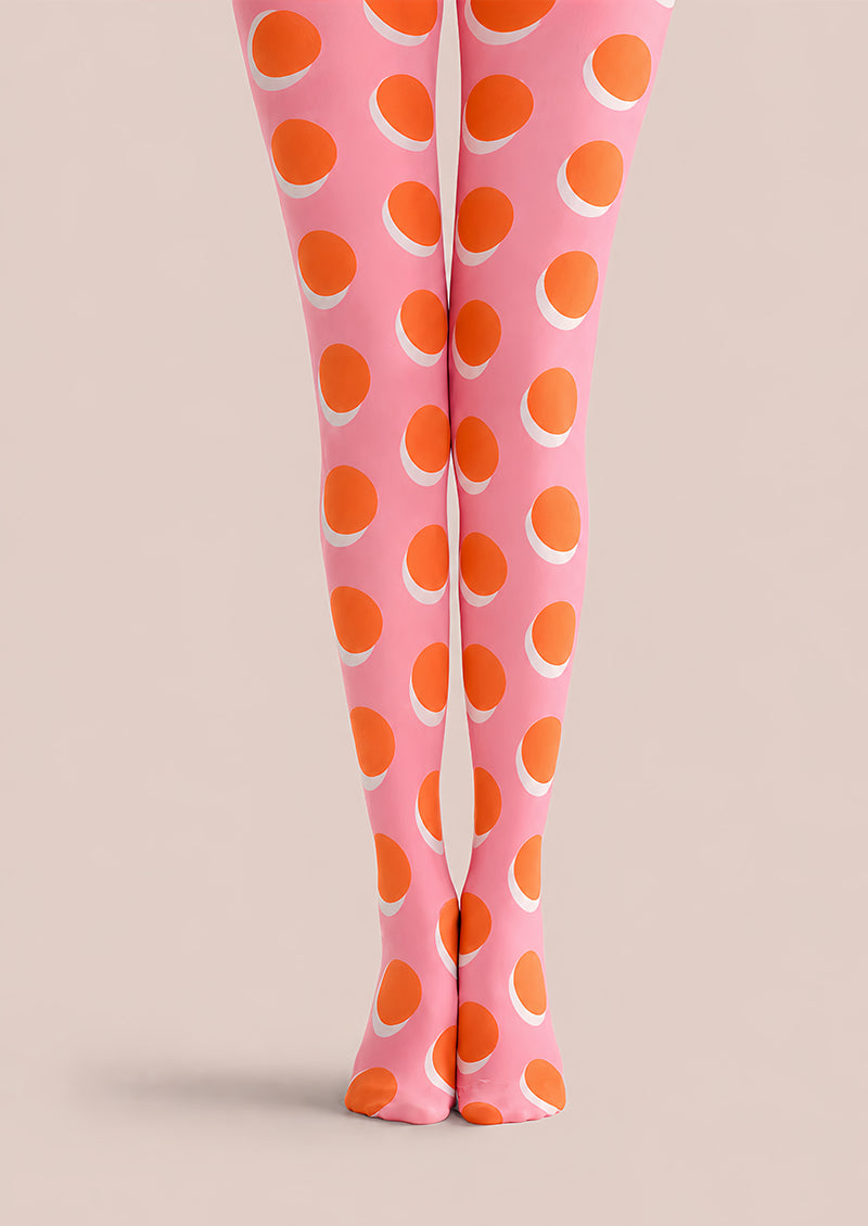 Pink Orange Polka Dot Hosiery Pantyhose Tights L68-2