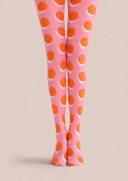 Pink Orange Polka Dot Hosiery Pantyhose Tights L68-2