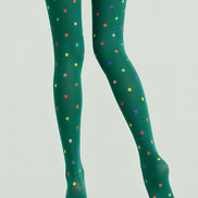 Colorful Polka Dot Pantyhose Green Graphic Tights L68-3