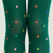 Colorful Polka Dot Pantyhose Green Graphic Tights L68-3