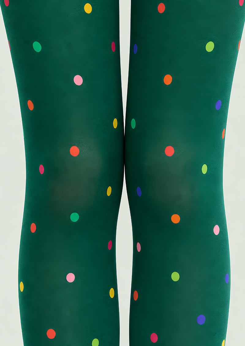 Colorful Polka Dot Pantyhose Green Graphic Tights L68-3
