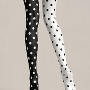 Two Tone Black White Polka Dot Tights Everyday Pantyhose L68-31