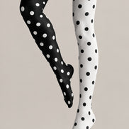 Two Tone Black White Polka Dot Tights Everyday Pantyhose L68-31