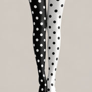 Two Tone Black White Polka Dot Tights Everyday Pantyhose L68-31