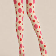 Cream Polka Dot Tights Pink Red Fashion Pantyhose L68-32
