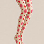 Cream Polka Dot Tights Pink Red Fashion Pantyhose L68-32