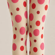 Cream Polka Dot Tights Pink Red Fashion Pantyhose L68-32