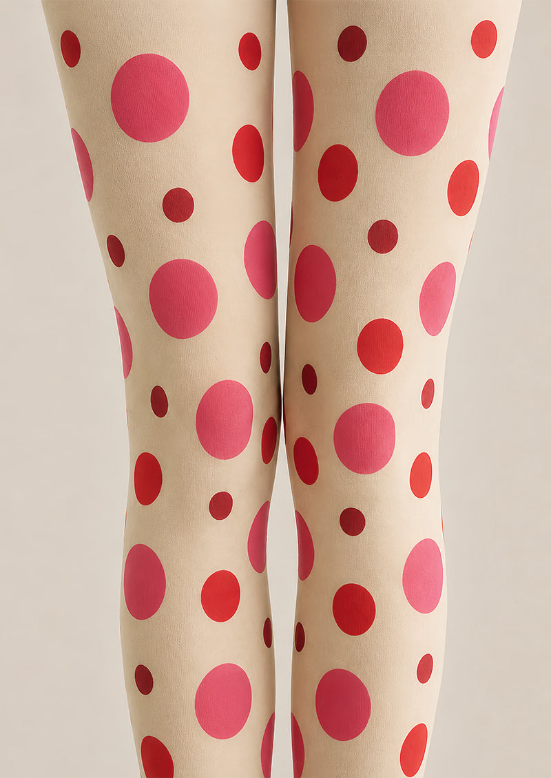 Cream Polka Dot Tights Pink Red Fashion Pantyhose L68-32