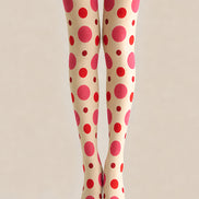 Cream Polka Dot Tights Pink Red Fashion Pantyhose L68-32