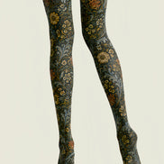 Boho Botanical Floral Tights Vintage Pantyhose L68-33